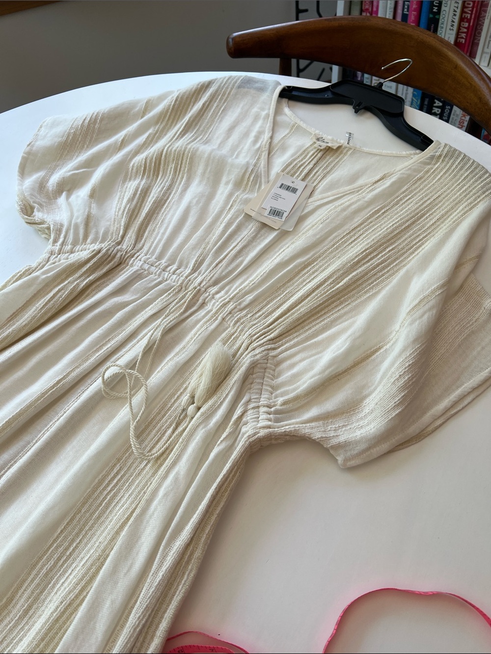 Elan Cream Gold Tie-Waist Maxi Dress Swim Cover